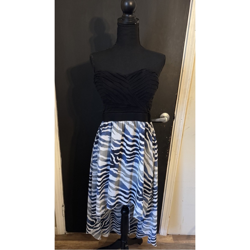Charlotte Russe Strapless High-Low Zebra Dress Size L